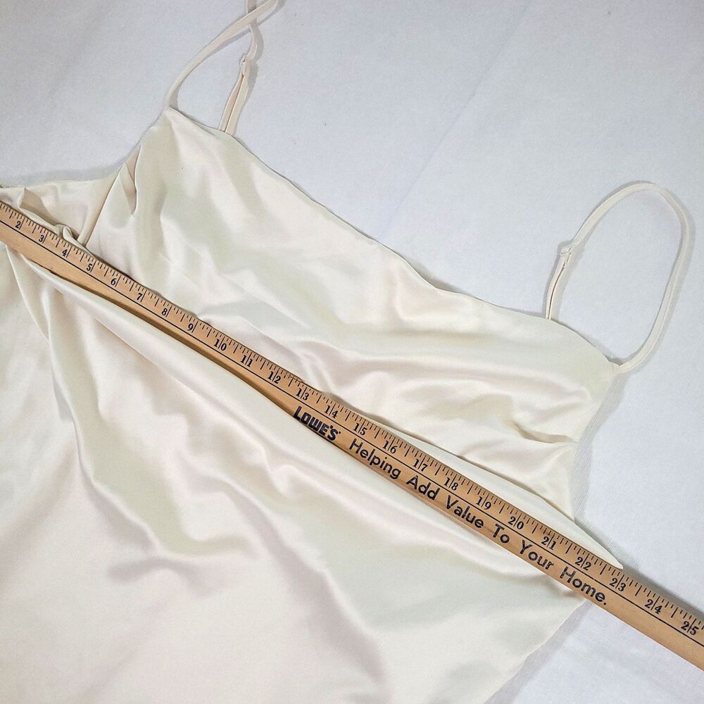 Satin Slinky Drape Slip Maxi Dress 3X Cream Finesse Leg Slit Bride honeymoon - Picture 5 of 12